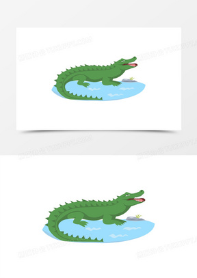 卡通手绘扬子鳄免抠元素