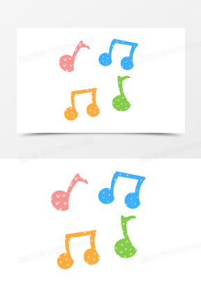 彩色卡通手绘音符免抠装饰元素