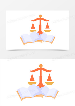 卡通手绘扁平天平法典免抠元素