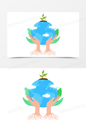 卡通手绘矢量双手呵护地球免抠元素81卡通手绘双手呵护保护地球免抠