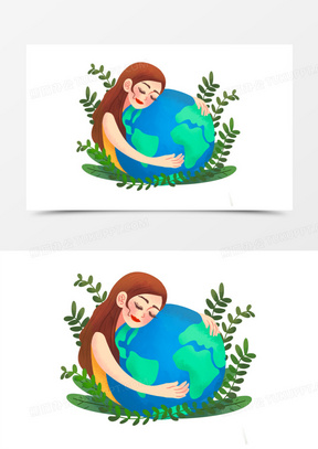 手绘卡通爱护地球保护地球素材