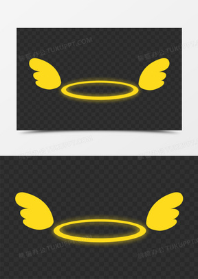 黄色天使翅膀光环装饰元素