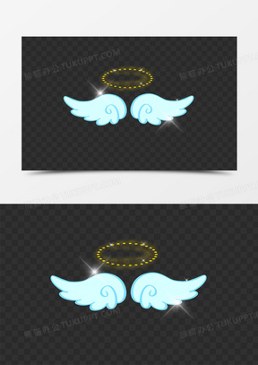 手绘天使翅膀光环装饰元素