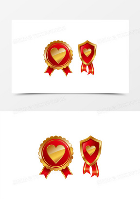 矢量立体爱心盾牌