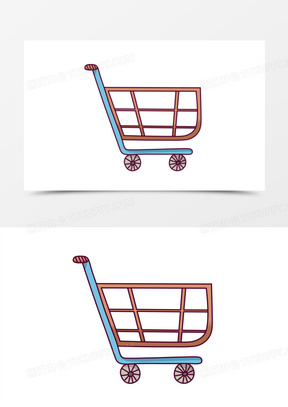 手绘卡通购物车元素
