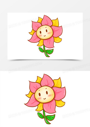 卡通手绘微笑的小花免抠元素