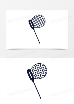 手绘矢量儿时的长杆网兜元素