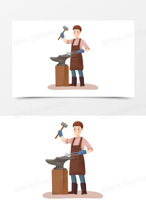 730手绘卡通古代匠人打铁素材690卡通手绘打铁工匠免抠素材160铁匠