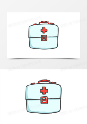 卡通手绘红十字药箱元素
