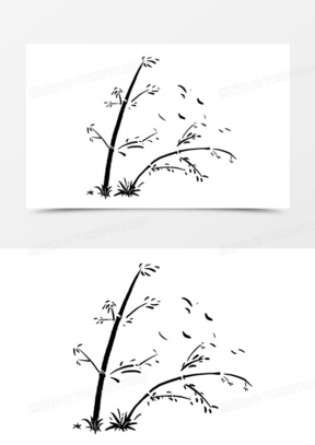 手绘中国风黑白竹元素