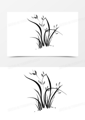手绘水墨画兰花免抠元素