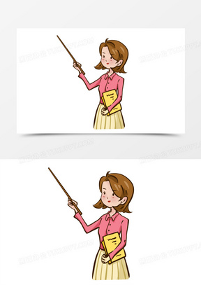 手绘卡通女老师元素