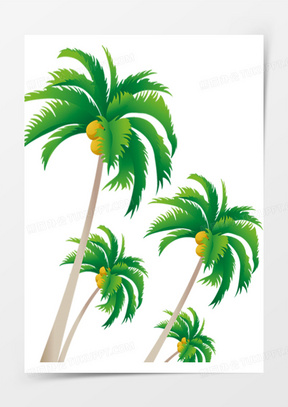 80卡通海面椰树山洞30热带卡通椰树日光00彩色卡通手绘椰树30手绘卡通