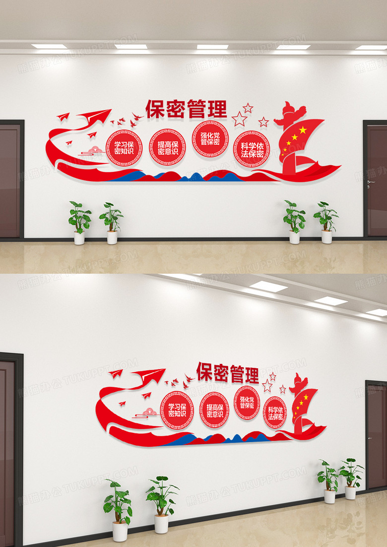 简洁实用保密管理文化墙模板