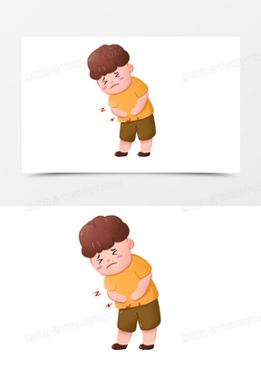 男孩肚子疼免抠元素920拉肚子的小人310男子身体不适人物元素900卡通