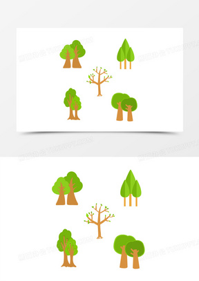 手绘植树小树树苗合集元素