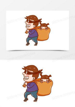 卡通手绘人贩人口贩卖元素