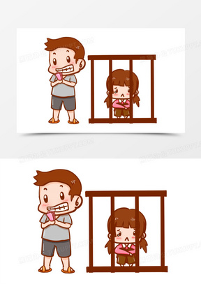 卡通手绘人口贩卖元素