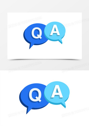 立体蓝色气泡形qa图标元素