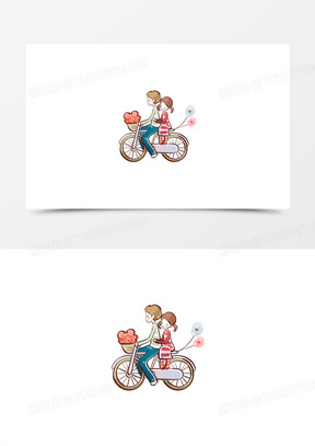 20骑单车卡通情侣680矢量卡通单车自行车10卡通父女骑单车50卡通父母