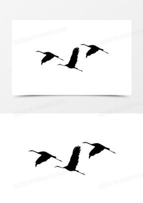 黑色鸿雁飞行剪影装饰元素