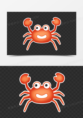 螃蟹动物贴纸装饰素材