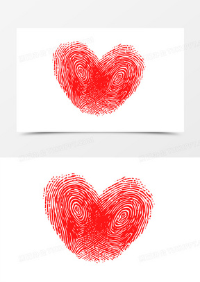 红色手指爱心指纹免抠装饰元素