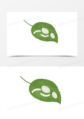 460手绘卡通黄色蚕蛹元素1011卡通手绘绿色桑叶白色蚕茧蚕蛹免抠素材