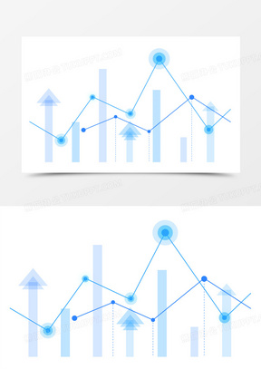 蓝色卡通能源曲线图箭头