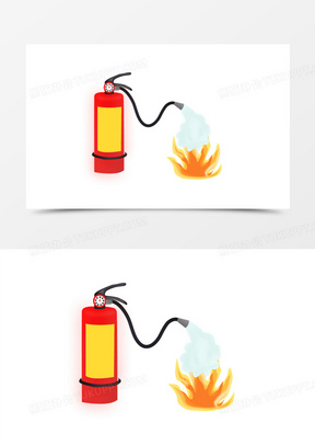 卡通手绘灭火器灭火元素