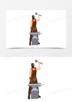 卡通手绘打铁的男人元素