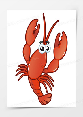 卡通手绘龙虾