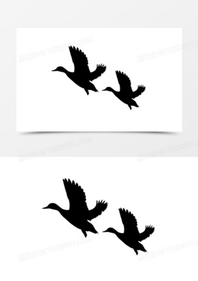 黑色剪影大雁装饰素材