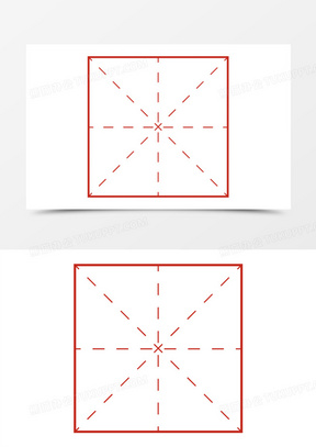 简约红色田字格边框元素