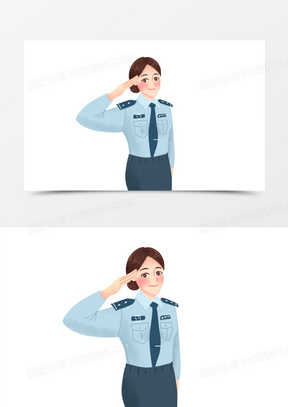 女警察敬礼卡通图片图片