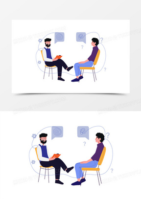 手绘心理医生开导患者元素