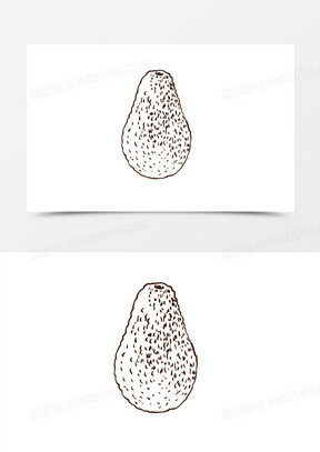 手绘线描牛油果免抠装饰 元素