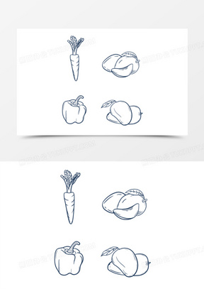 一组果蔬线稿免抠装饰素材