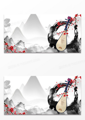361琵琶简约山水古风古典背景430琵琶创意山水背景古典音乐背景462