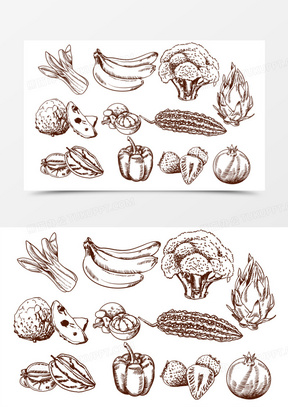 手绘水果蔬菜图片素材