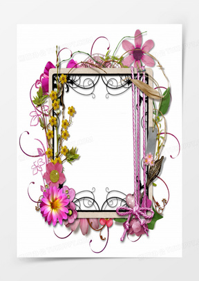 时尚鲜花相框边框