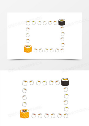 手绘寿司美食边框素材