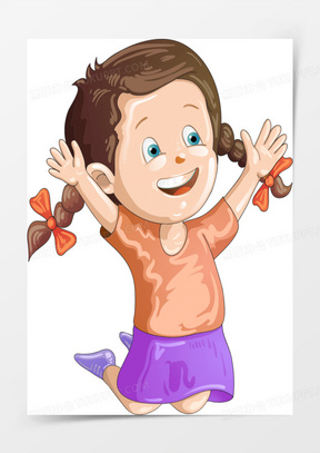 卡通六一儿童节61女孩开心跳起来