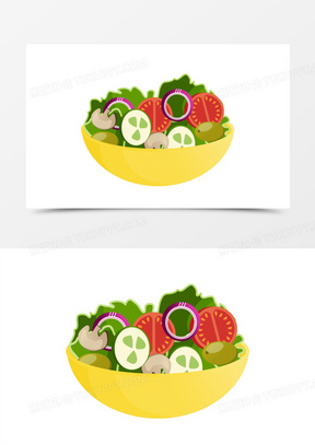 手绘多彩健康蔬菜水果沙拉素材