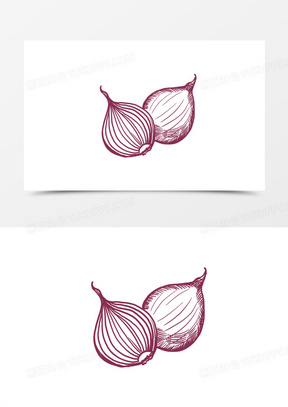 手绘线描蔬菜洋葱简笔画装饰元素