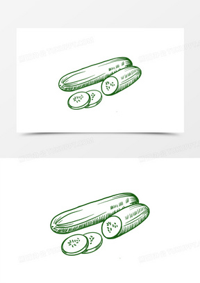 手绘线描蔬菜青瓜简笔画装饰素材
