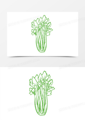 手绘线描蔬菜芹菜简笔画装饰素材