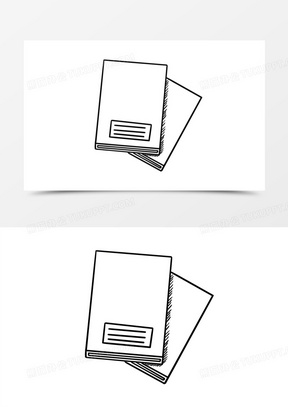 手绘线描学习用品笔记本免抠装饰元素