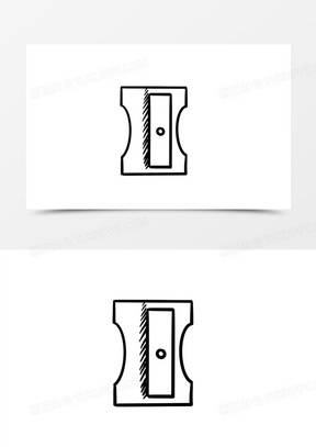 手绘线描学习用品转笔刀免抠装饰元素