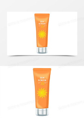 手绘防晒霜防晒乳免抠素材